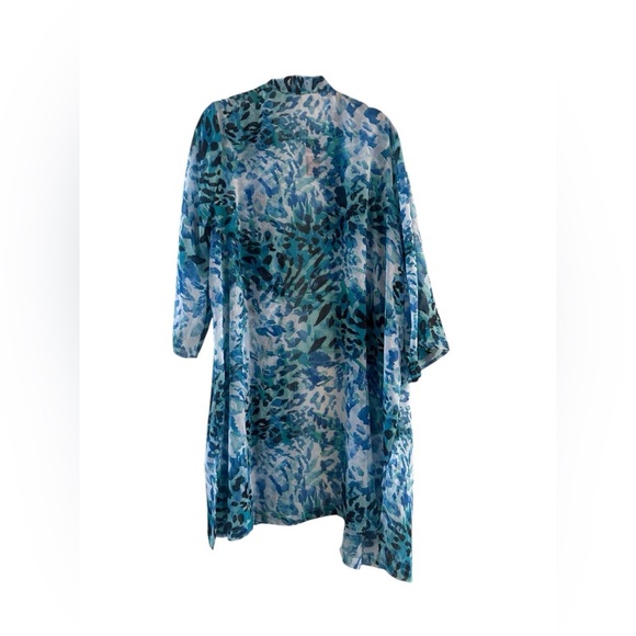 Avenue Blue and Green animal print Swim Coverup open front NWT plus size 14/16 - Picture 2 of 8